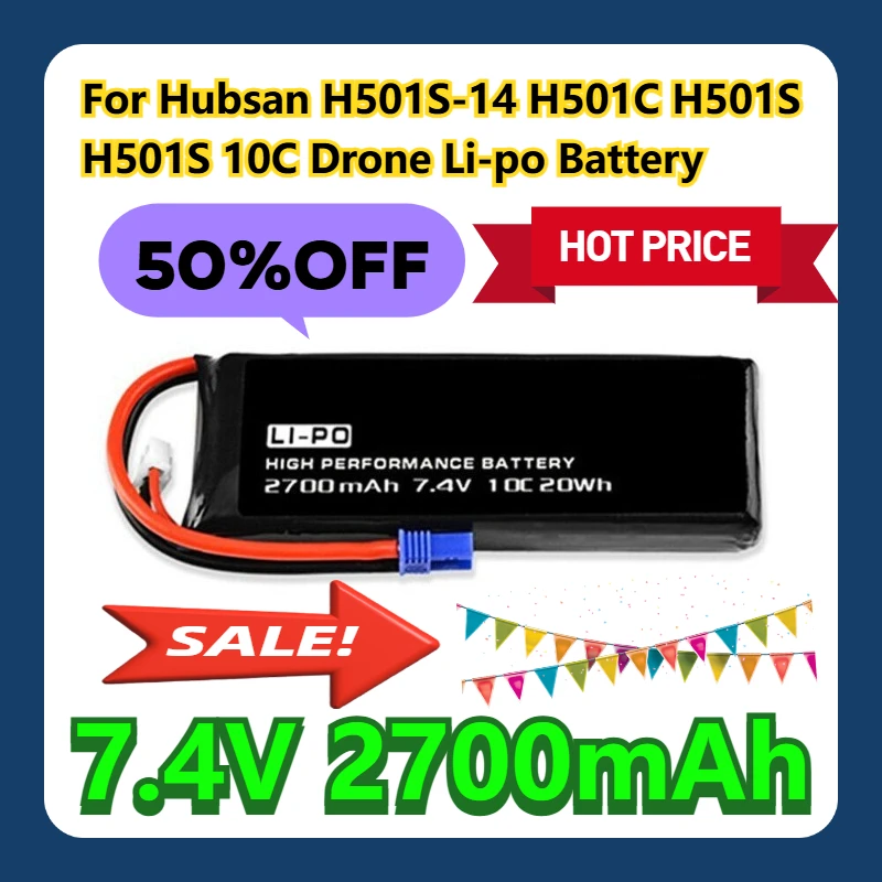 

For Hubsan H501S-14 H501C H501S H501S 7.4V 2700mAh 10C Drone Li-po Battery