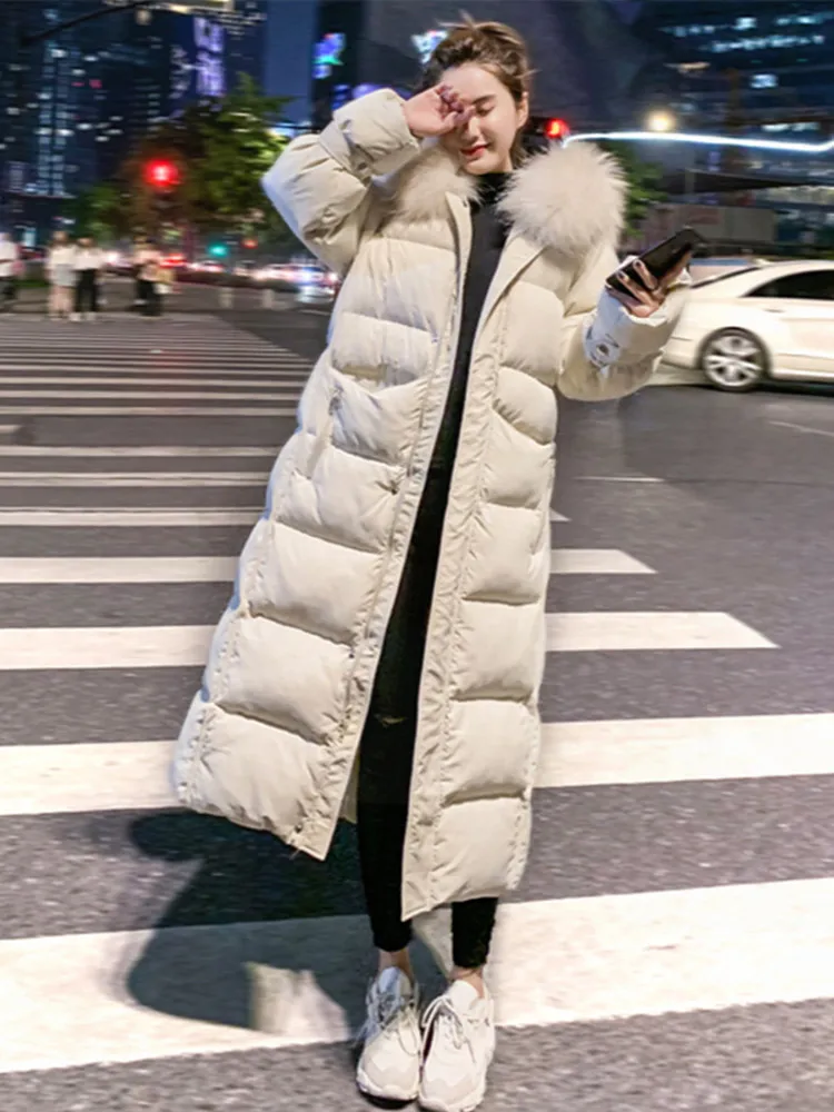

Удлиненная свободная женская куртка-пуховик из хлопка в корейском стиле, средней длины, осенне-зимняя, больших размеров, для уличного стиля