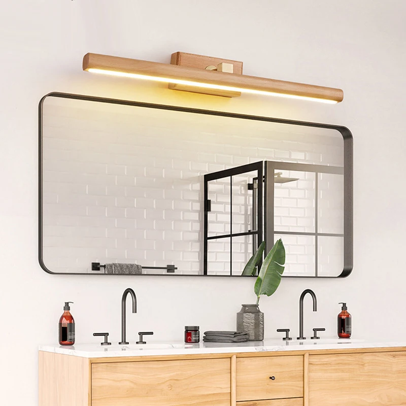 Modern Wood Dressing Table Wall Lamp Acrylic Lampshade Rotatable LED Sconce Lights Home Decor Mirror Painting Exhibition Lustres