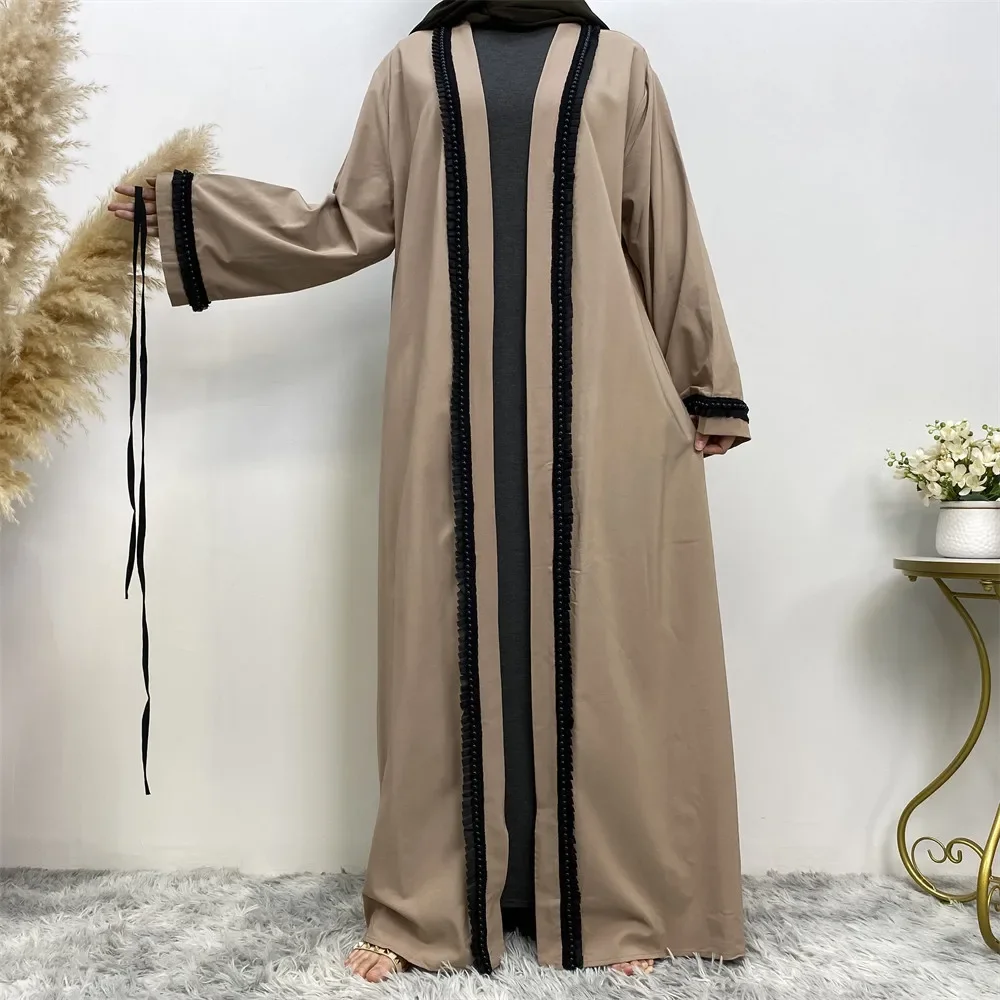 Abaya perlée pour femmes musulmanes, vêtements islamiques, Dubaï, Kaftan, Turquie, Robe arabe, Maxi Kimono, Cardigan, Eid Ramadan, Abayas ouvertes