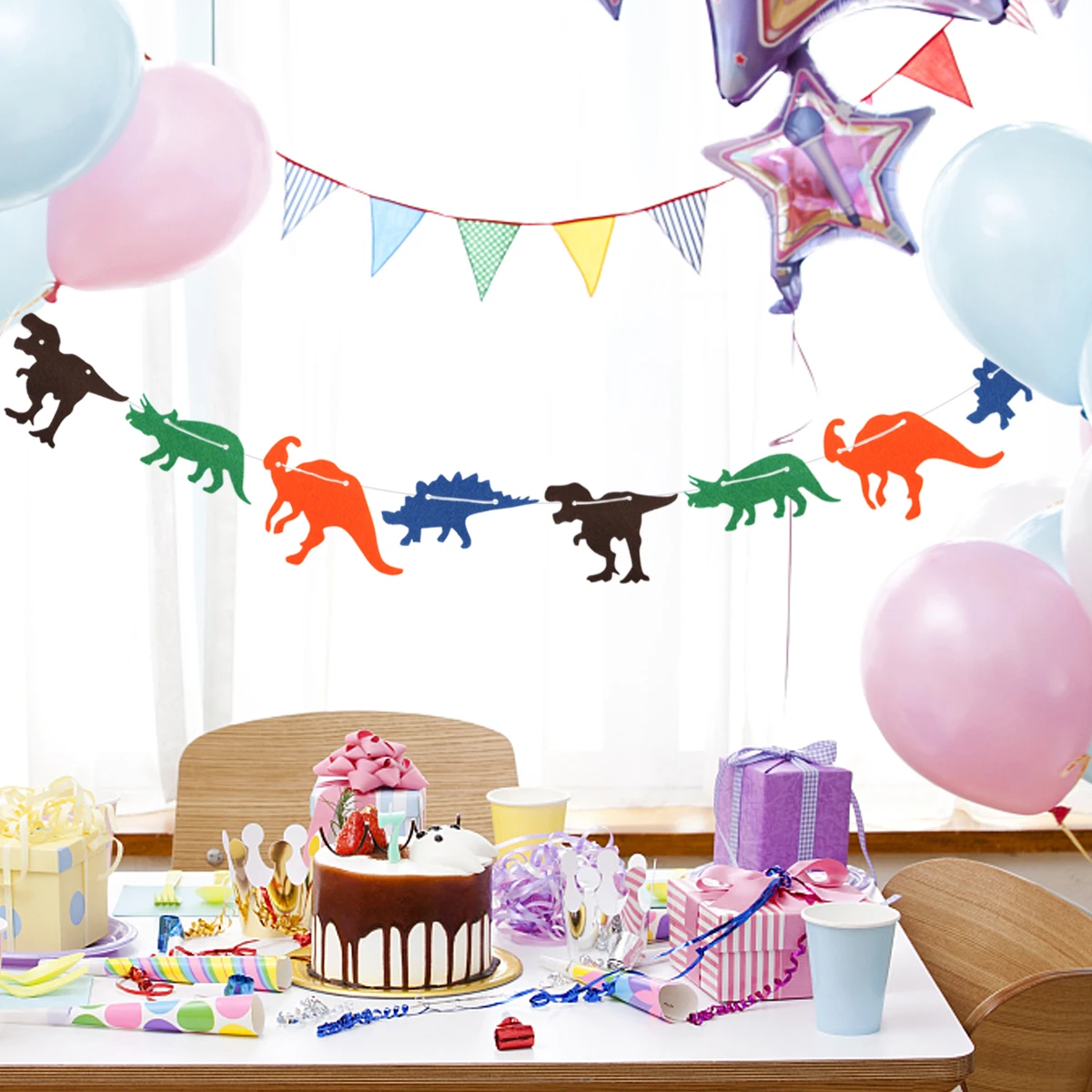 

3M Non-woven Garland Dinosaur Party Supplies Creative Banner Room Decoration Flag Birthday Holiday Celebration