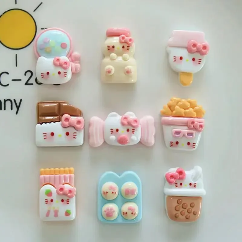 10Pcs Kawaii Cartoon Kitten Chocolate, Ice Cream Flatback Resin Miniatures DIY Phone Shell Patch Cute Hair Accessories Toy