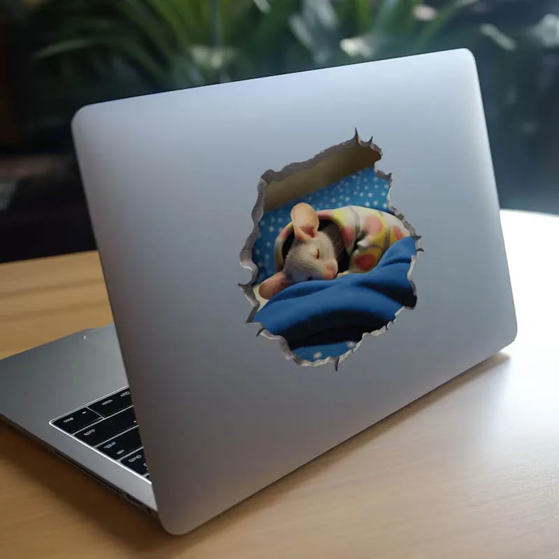 M455 Gardener Mouse in Mouse Hole Decal - Mouse Hole 3D Wall Sticker