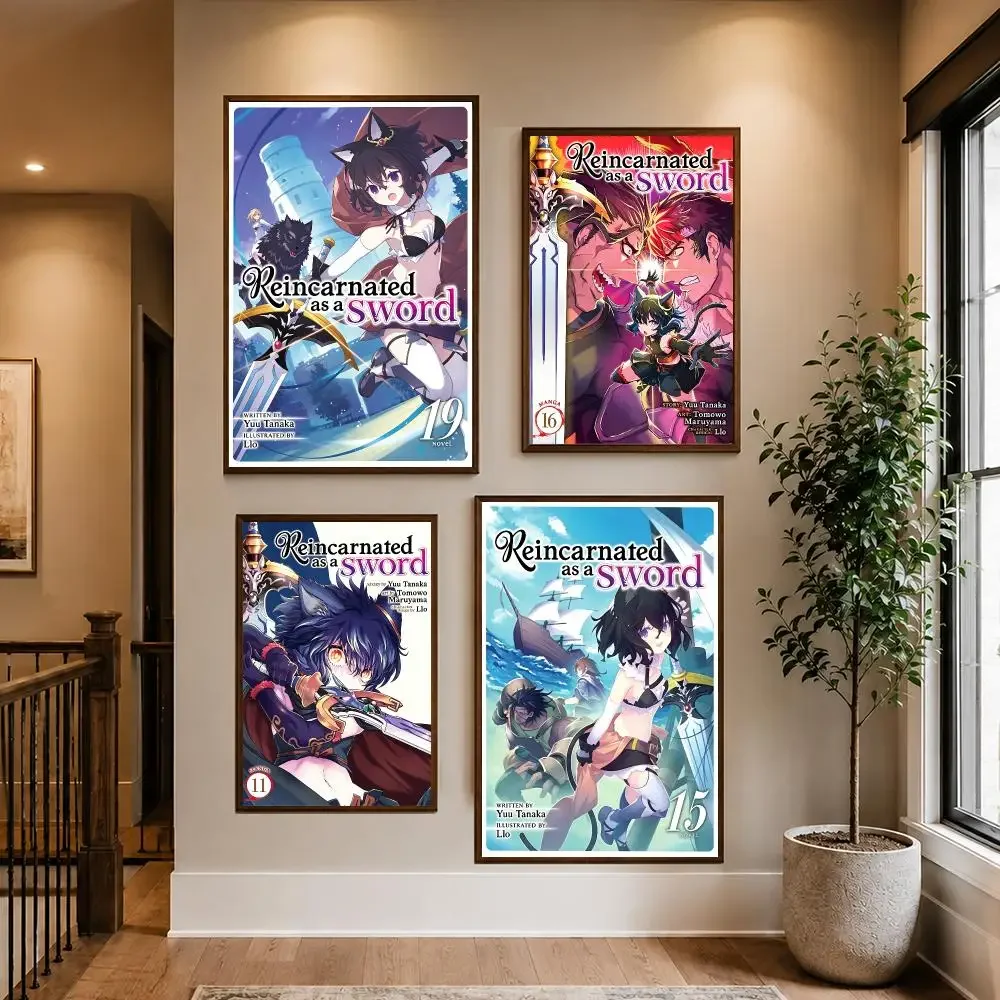 Anime Manga Reincarnated as a Sword HD Waterproof PP Self-Adhesive Removable Wall Art Poster Bedroom Cafe Gym Home Decor Gift