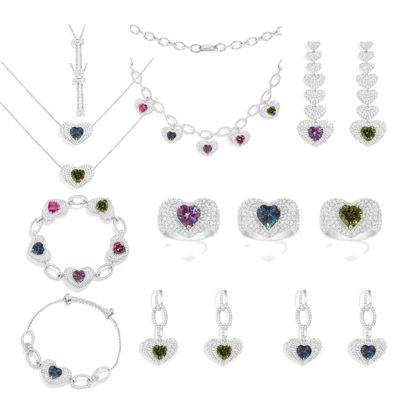 

CY 2025 New Colorful Love Adjustable Necklace Bracelet Earring Ring Light Luxury Fashion Versatile Woman Gife