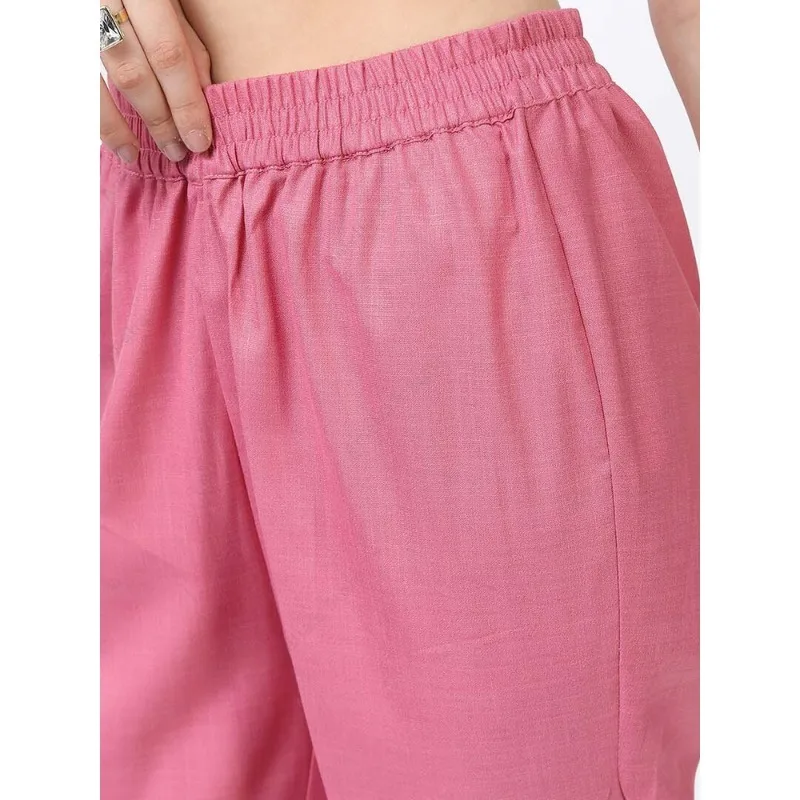 طقم كورتا وردي نسائي هندي/باكستاني مكون من 3 قطع ملابس عرقية بدلة قميص سالور كاميز مزيج من القطن مع دوباتا