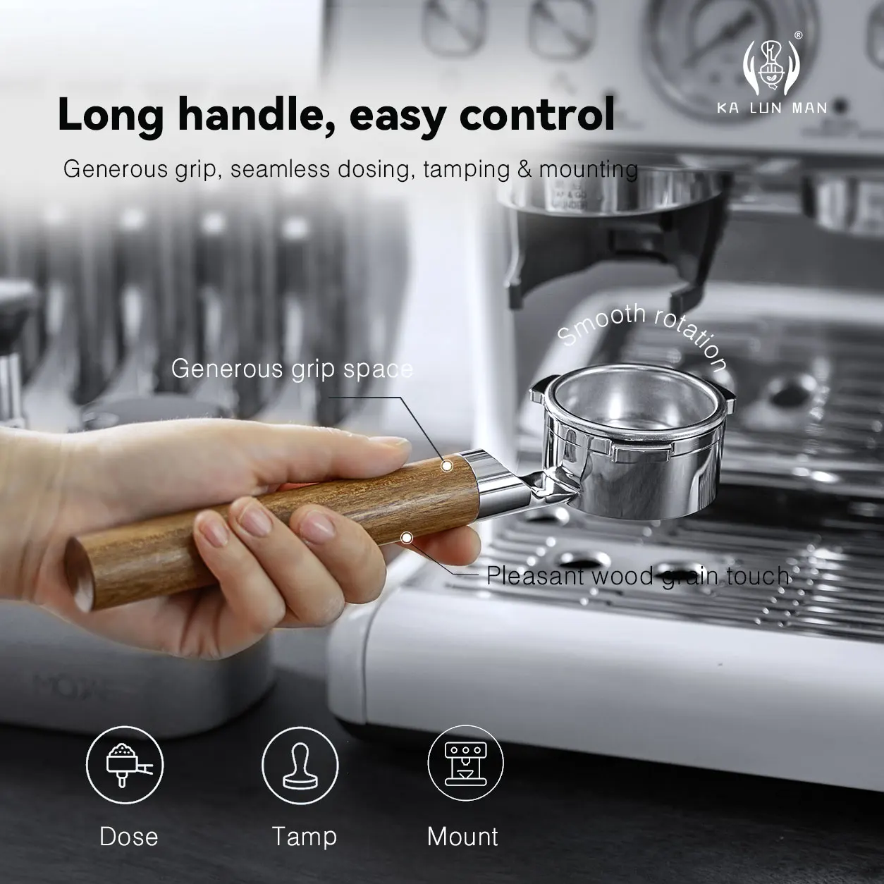 54mm 3‑Lugs Bottomless Portafilter, Flat Base No Tamping Stand Needed, Naked Visual Extraction for Breville 8  Espresso Machine