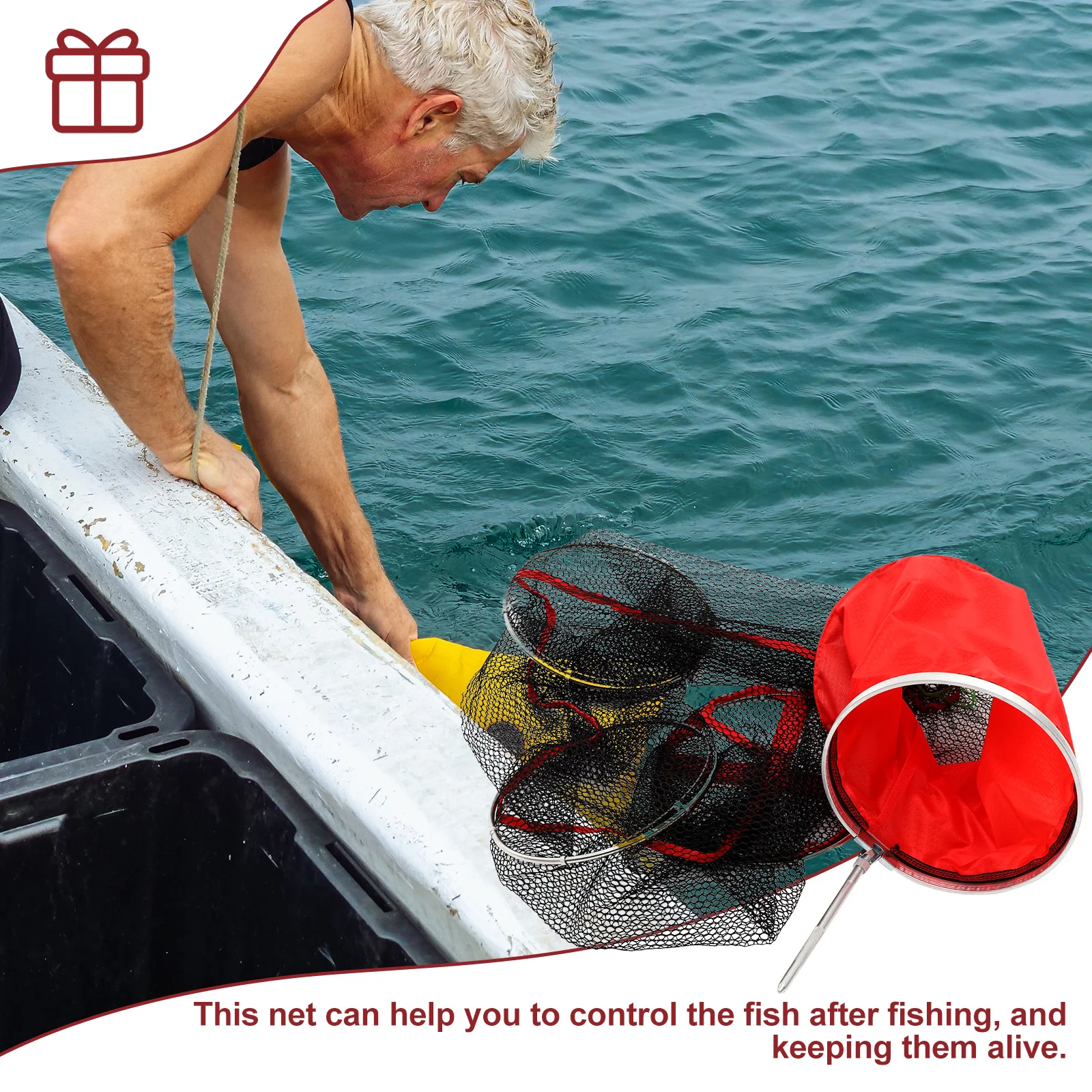 

Foldable Fishing Net Bag Cast Mesh Guard Netting Fish Locating Basket Stainless Steel Catch Nets Portable Storage
