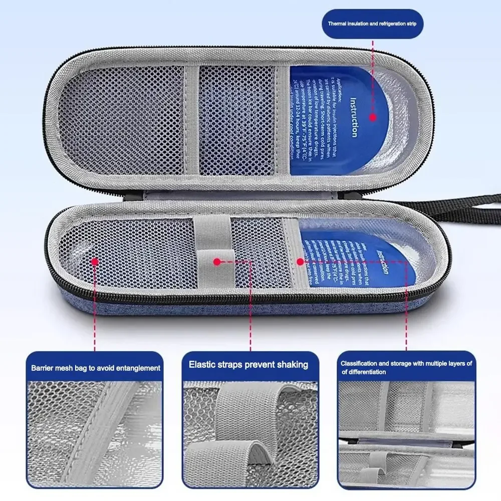 Durable EVA Insulin Cooling Bag Waterproof Thermal Insulated Pen Bag Glaciated Cold Storage Bag for Diabetics