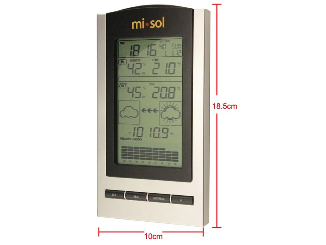 MISOL/bezprzewodowa stacja pogodowa z wyświetlaczem LCD temperatura zewnętrzna i wilgotność, barometr WH1150-1