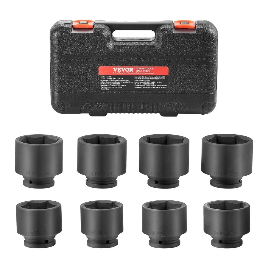 Set di bussole a impatto per dado dell'asse 3 4 Drive 6Point 8PCS Presa per dado mandrino SAE