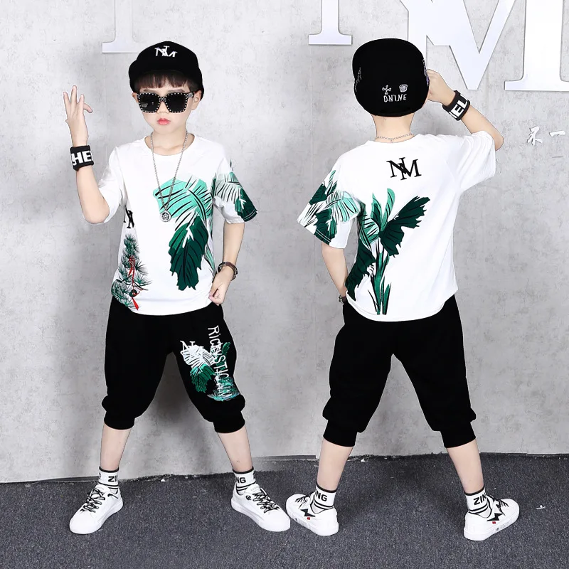 

2 Pcs Children Summer Clothes Set Boys T shirt + Pants Casual Sports Suits 4 6 8 10 12 14 Years Kids Clothing Casual Tracksuit