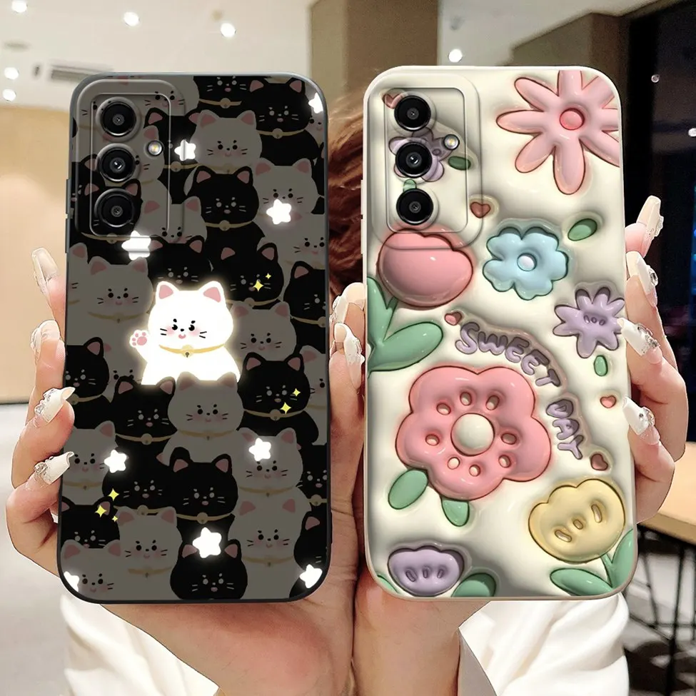 For Samsung F15 SM-E156B Case M15 SM-M156B Silicone Fashion Cute Cartoon Cat Luxury Back Cover For Samsung M15 Phone Case Bumper