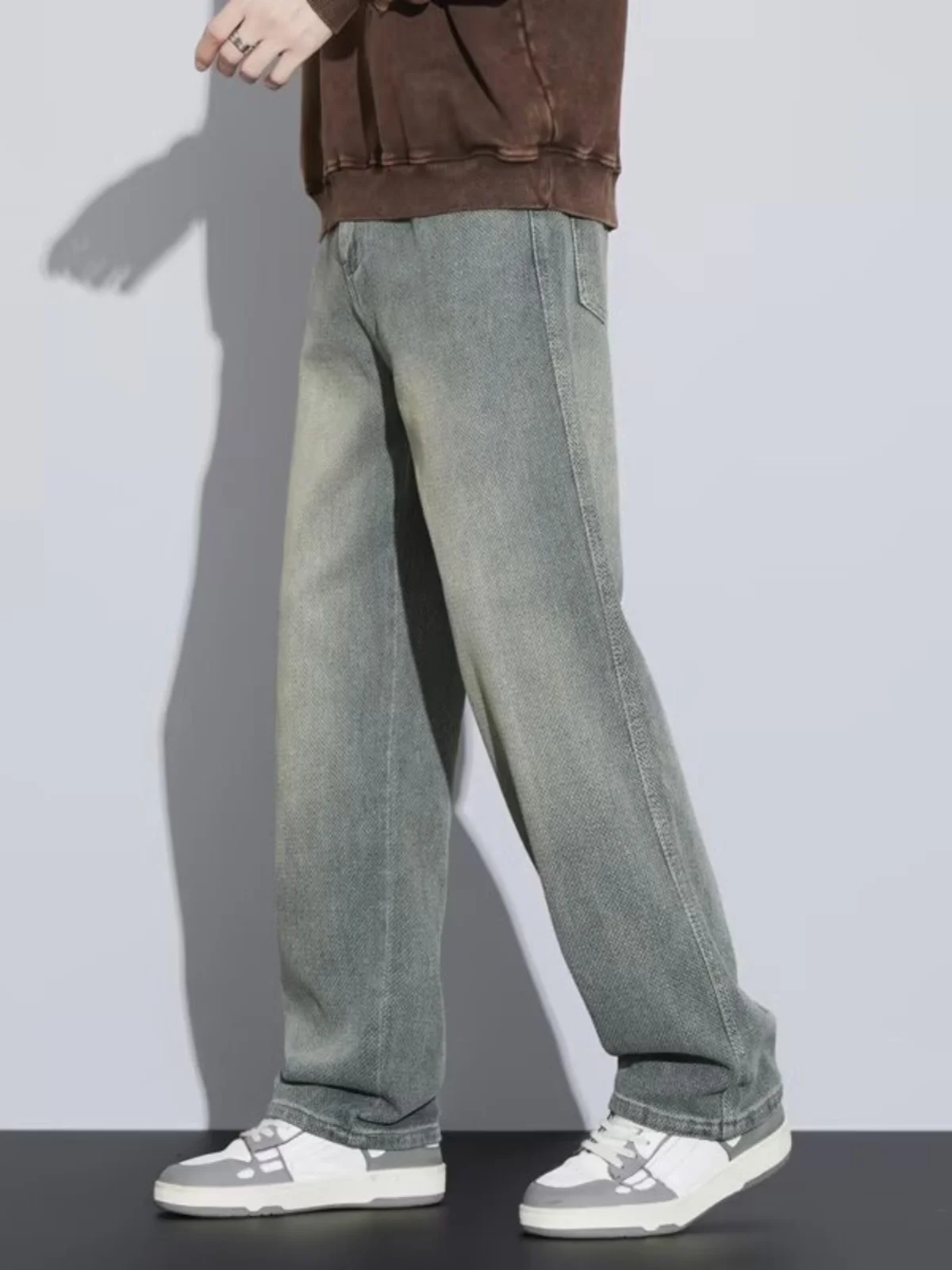 

Retro American Starry Pattern Jeans Men's Loose Straight Leg Spring Autumn New Trendy Brand High Street Waed Wide Leg L...