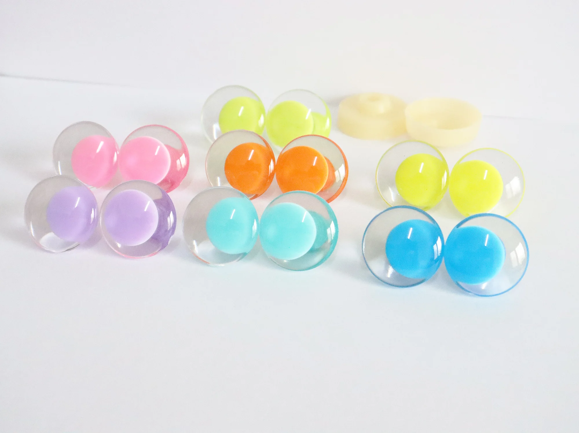 20pcs 7colors option 25mm 30mm 3D Comical round gliter toy eyes with hard washer for diy plush doll findings