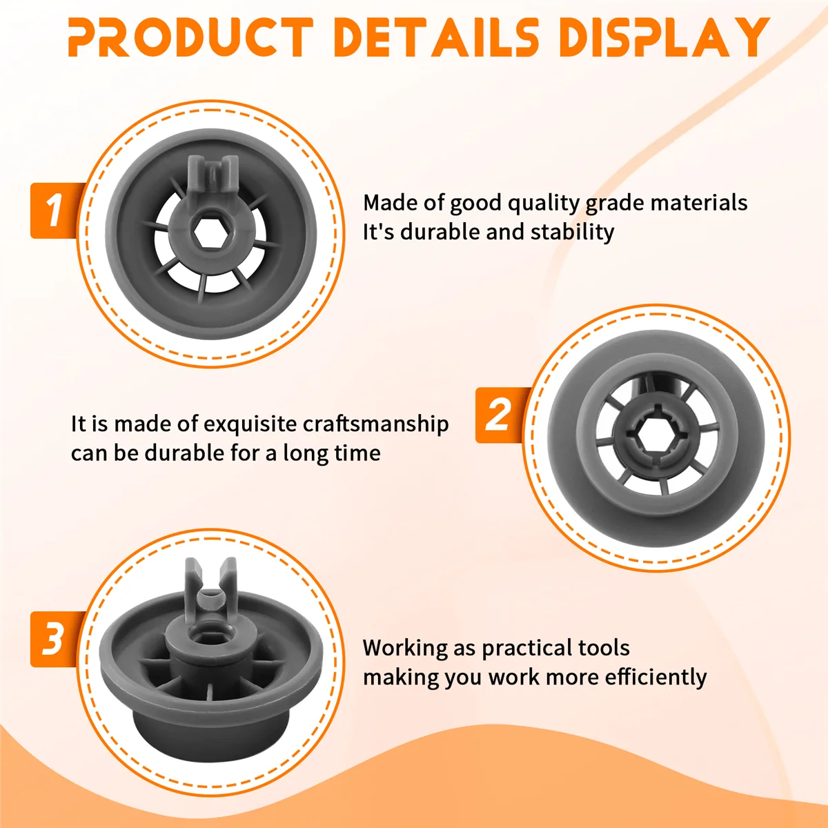 T27C 4 x Dishwasher Lower Basket Rail Wheels for Bosch Neff & Siemens Grey 165314