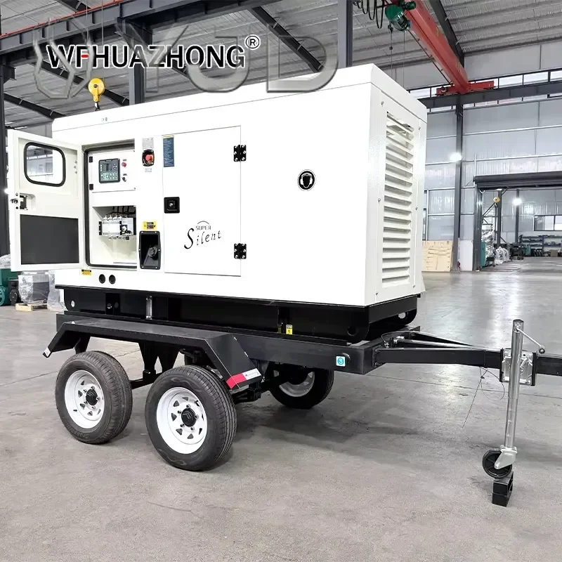 Super Silent 100kVA Mobile Trailer Diesel Generator Set ATS 4 Stroke 50/60Hz Weatherproof Outdoor Soundproof 1500rpm 3 Phase