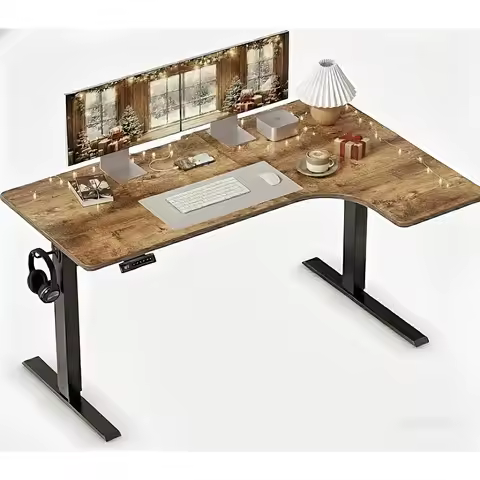 Escritorio eléctrico en forma de L de 55 × 32 pulgadas, 4 configuraciones de altura con memoria, mesa ajustable en altura para oficina en casa y computadora, Ergo