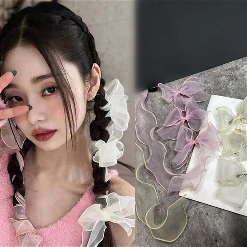 

2pcs Pink Ribbon Hair Bows Clips Vintage Bowknot Side Hairpin Girls Lolita Barrettes Headdress Hair Accessories For Women