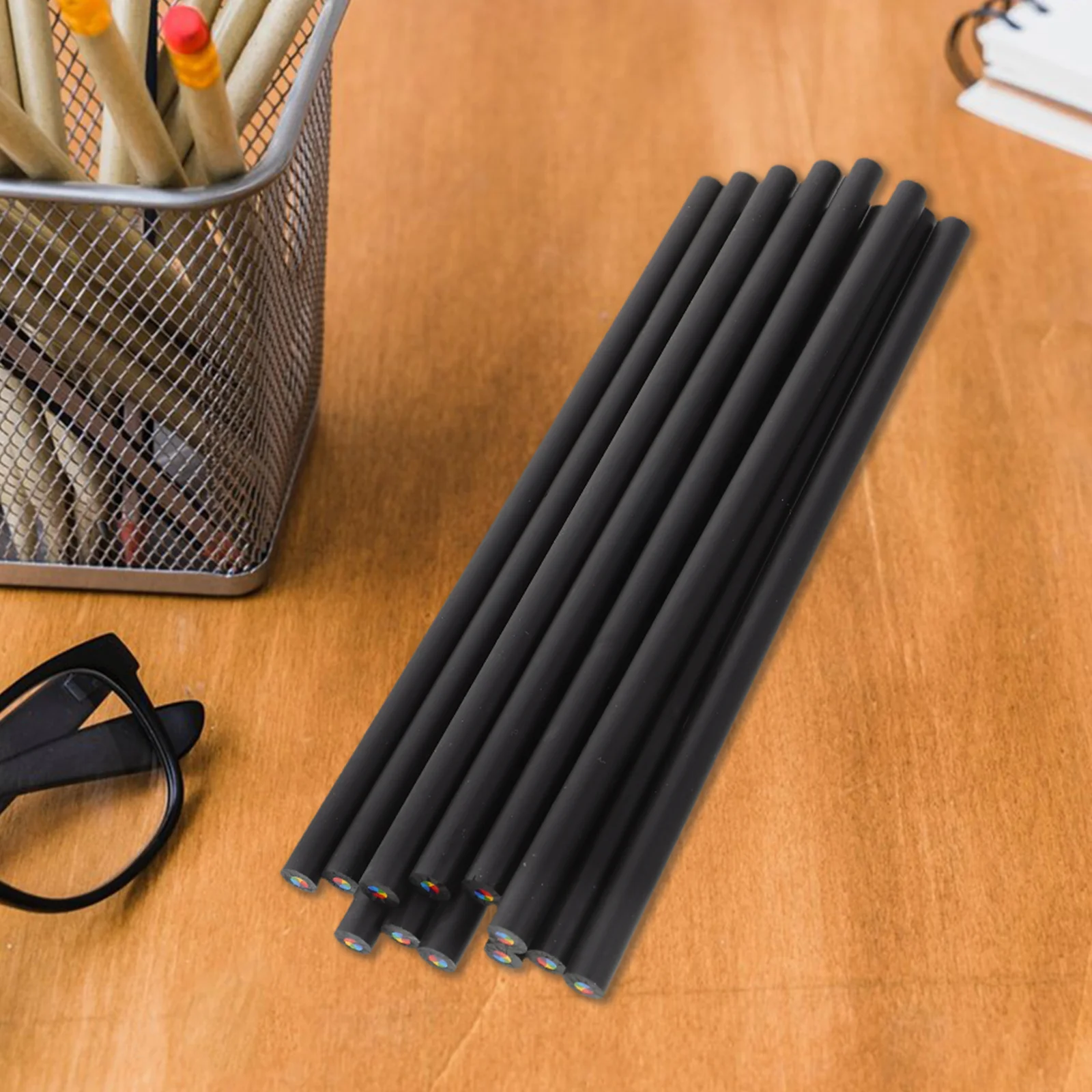 24 pçs lápis de cor multicolorido 7 em 1 vara redonda pintura chumbo preto madeira arco-íris desenho suprimentos