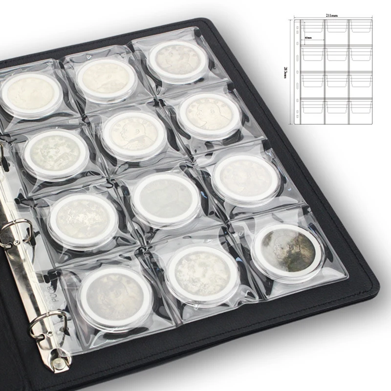 9/12 Grids Classic Plastic Coin Holder Sheet Storage Collection Album Case