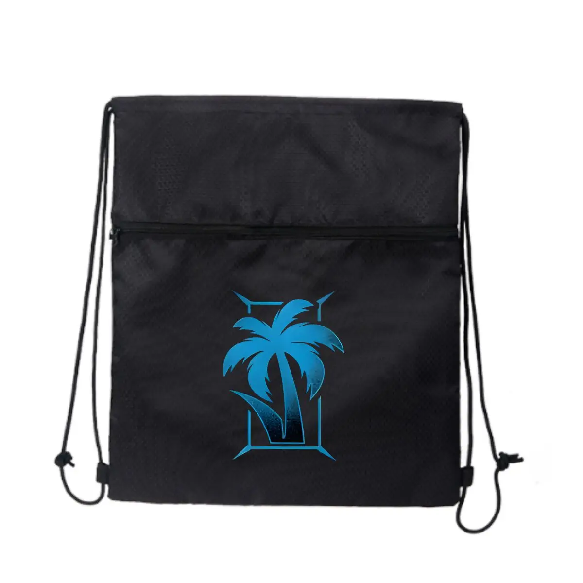 

Синий спортивный рюкзак унисекс с карманом на шнурке и пальмовым деревом для улицы