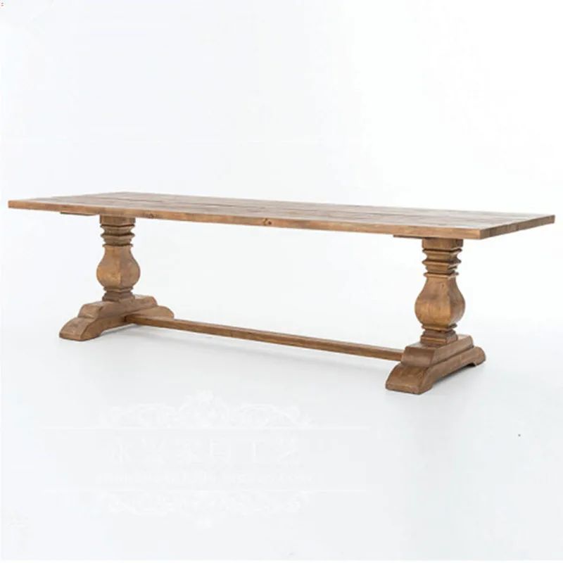 

Solid wood western restaurant table Italian creative dining bar bar retro antique log dining table
