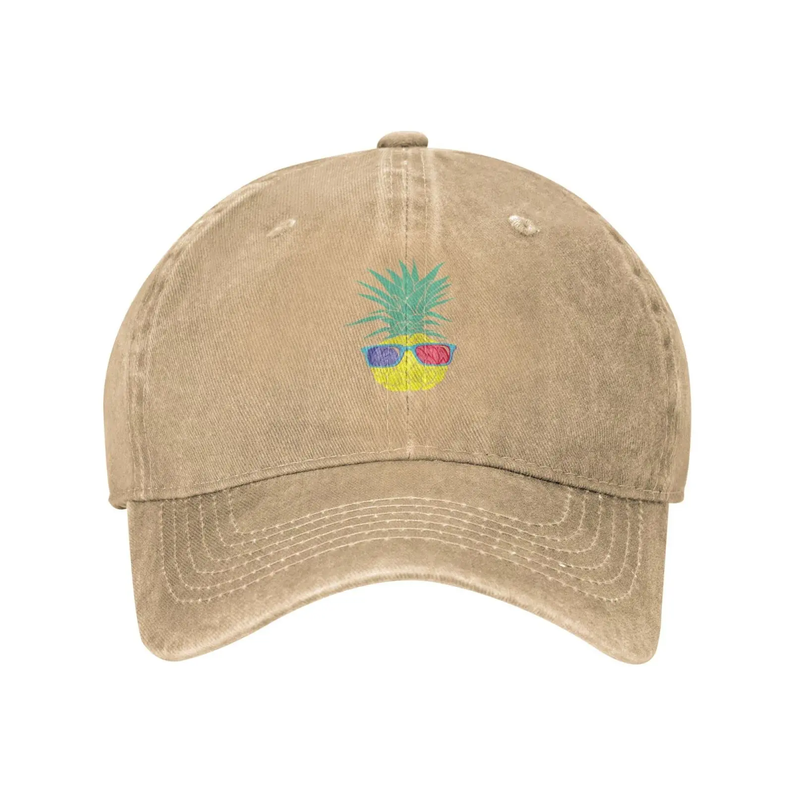 

Funny Pineapple Cute Natural Vintage Distressed Adjustable Washed Denim Cotton Low Profile Dad Trucker Hat For Unisex Headwear