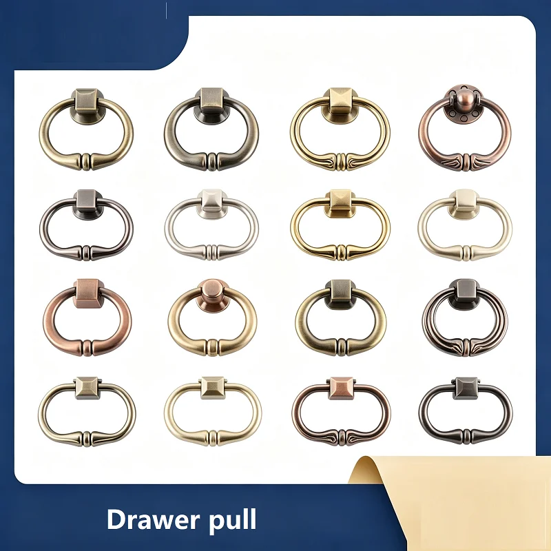 Retro Furniture Pull Knobs Zinc Alloy Single‑Hole Cabinet Drawer Ring Handles Antique Style for Wardrobe Cupboard Dresser Hardwa