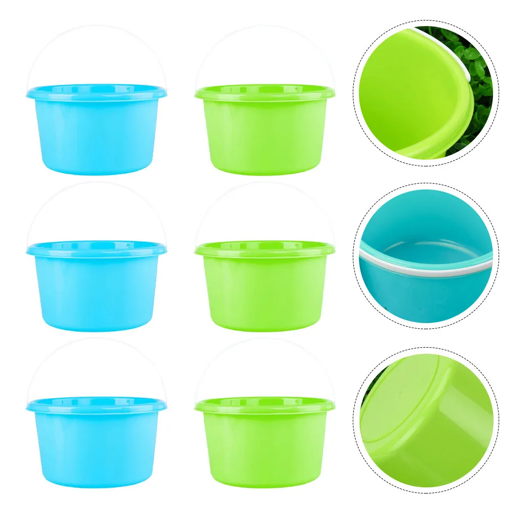 

6Pcs Creative Fun Child Sand Bucket Set Mini Plastic Beach Buckets for Kids Outdoor Play Promotes Hand Eye Coordination and