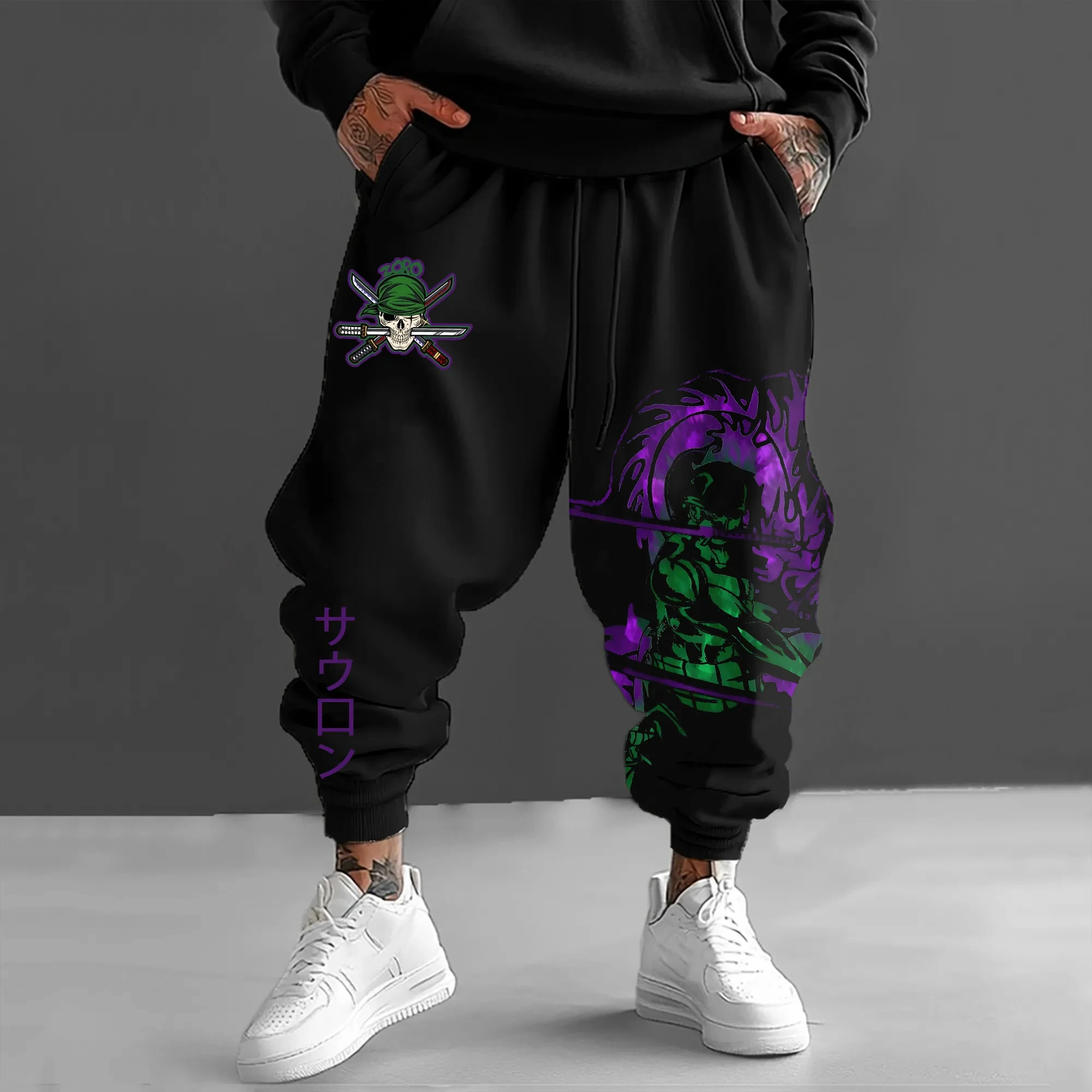 

ONE PIECE Print New Streetwear 2025 Mens High Waist Cotton Pants Wide Leg Trousers Loose Fit Casual Breathable Sweatpants