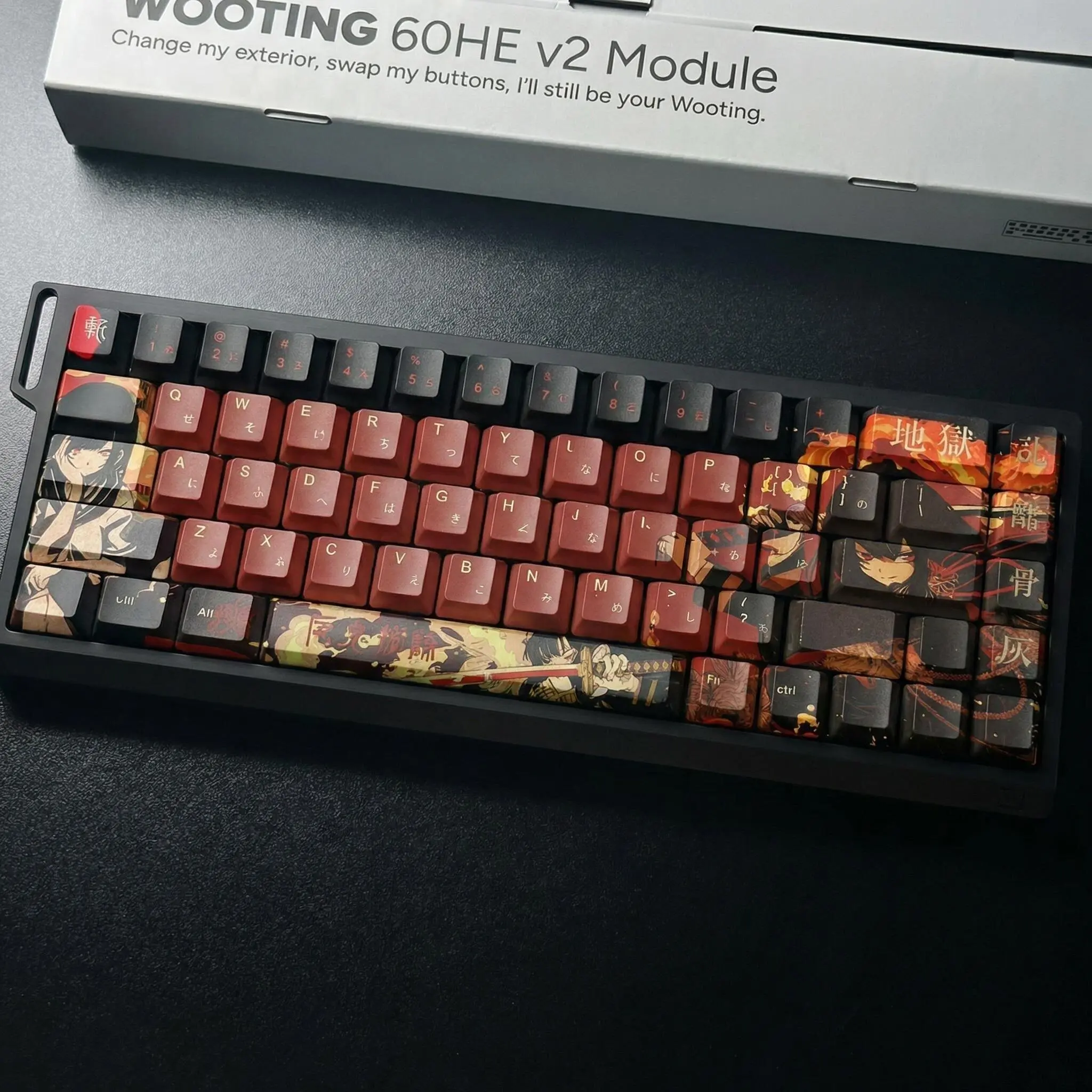 Abyss Flame Amber Keycaps Cherry Dye-Sub PBT Personalized Customized Mechanical Keyboard Keycap Made68 Wooting60He + Ace68