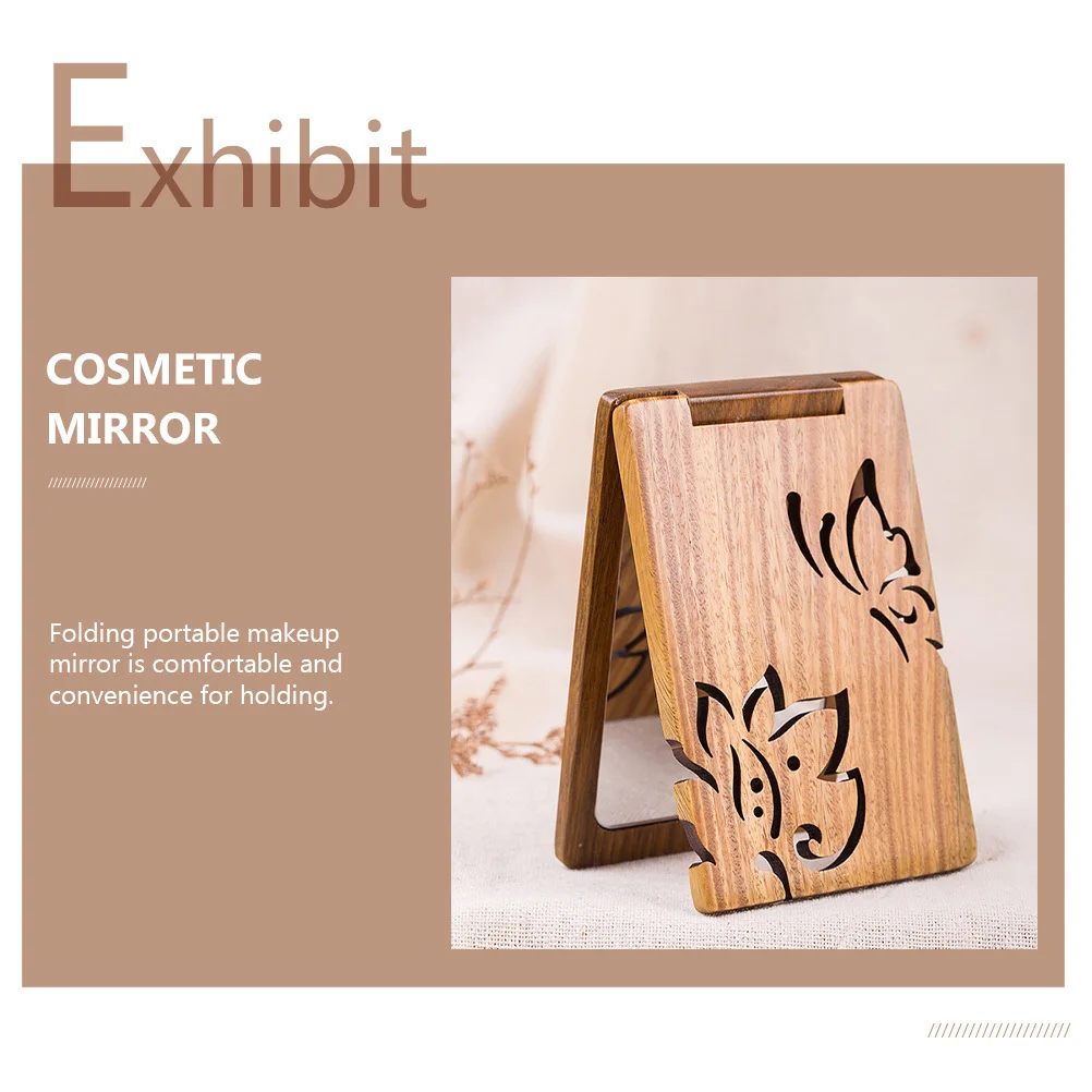 

Складное зеркало для макияжа, 1 шт., компактное, из зеленого сандалового дерева, портативное, для путешествий, дома, школы, в подарок для красоты