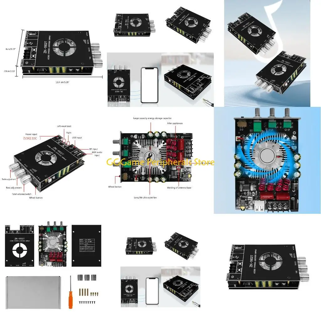 

U55B DIY ZK-1602T Bluetoothcompatible5.0 Digital Power Amplifier Module TDA7498E