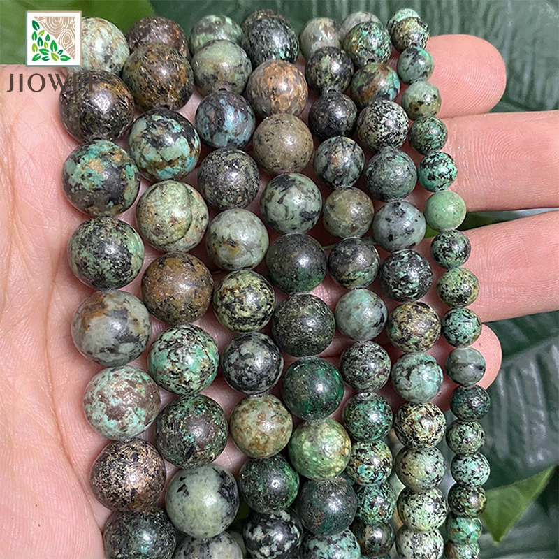 Smooth African Turquoises Round Beads Diy Handmade Bracelet Necklace Natural Stone Beads for Jewelry Making 15'' 4 6 8 10 12MM