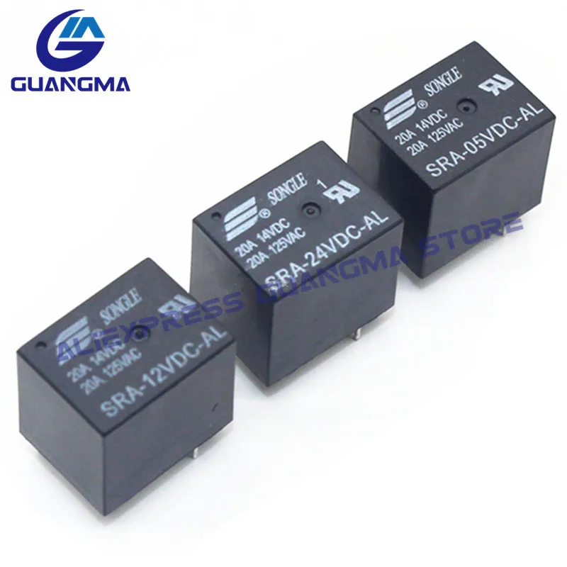 5PCS Relay SRA 05VDC AL SRA-12VDC-AL SRA-24VDC-AL -CL 20A 14VDC 4Pin 5Pin SRA-05VDC-CL SRA 12VDC CL SRA-24VDC-CL DC5V 12V 24VDC