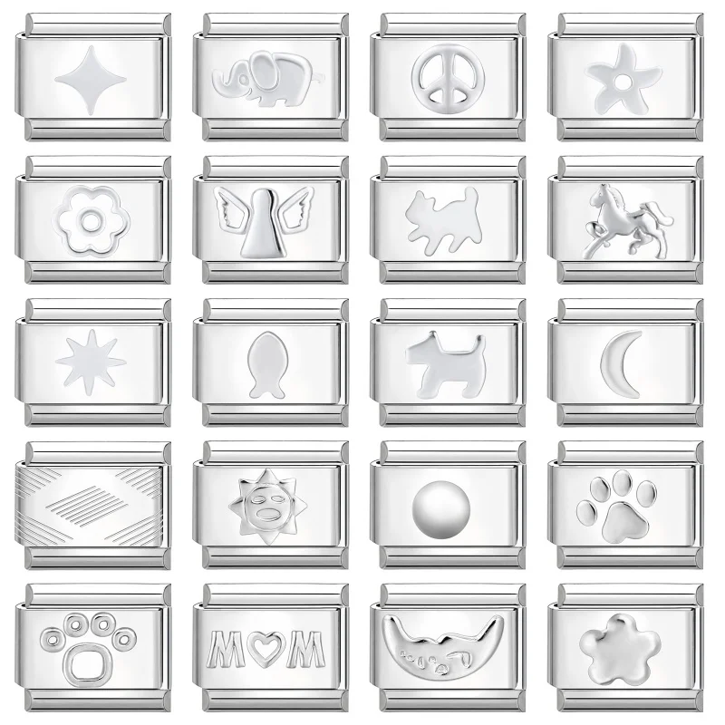 الزركون القلب القوس الكرز الصليب ستار القمر اللؤلؤ الصلب اللون الإيطالية سحر الروابط صالح 9 مللي متر الفولاذ المقاوم للصدأ سوار النساء DIY بها بنفسك صنع