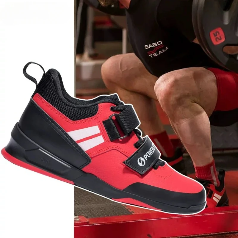 Chaussures d'entraînement professionnelles en cuir pour hommes, chaussures de gymnastique, chaussures de squat rouges, chaussures à nervures dures, marque de luxe, chaussures de sport d'intérieur