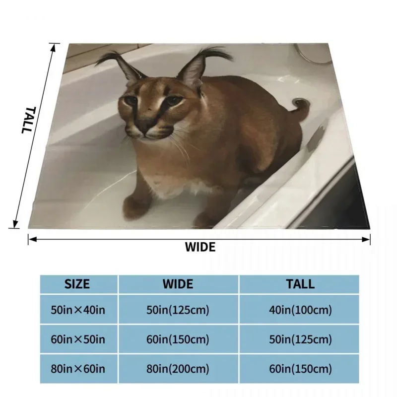 Big Floppa Caracal Cat Cute Meme Blanket Soft Coral Fleece Warm Flannel Bathtub Throw Blankets for Sofa Car Bedroom Bedspread