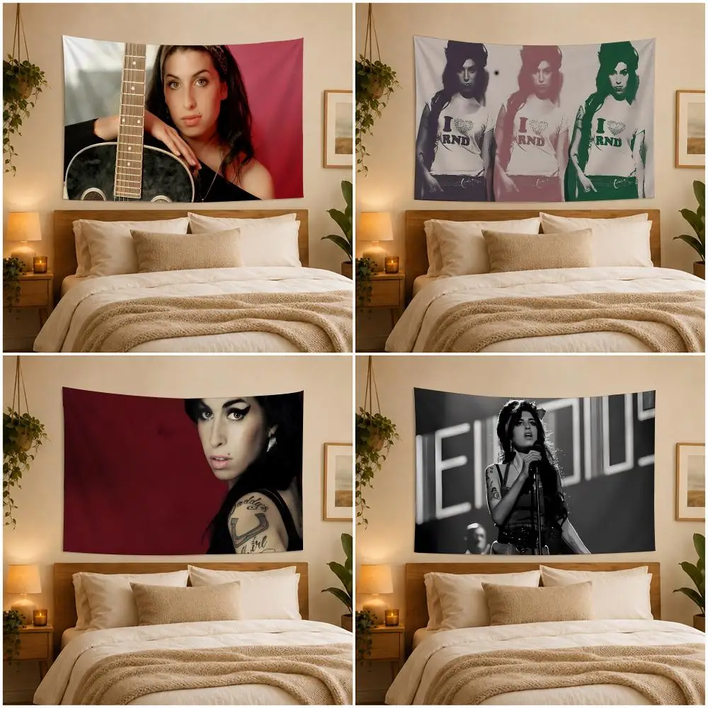 A-Amy Winehouse Singer Tapestry Wall Hanging Bohemian Wall Tapestries Mandala Home Decor For Living Room Bedroom Dorm