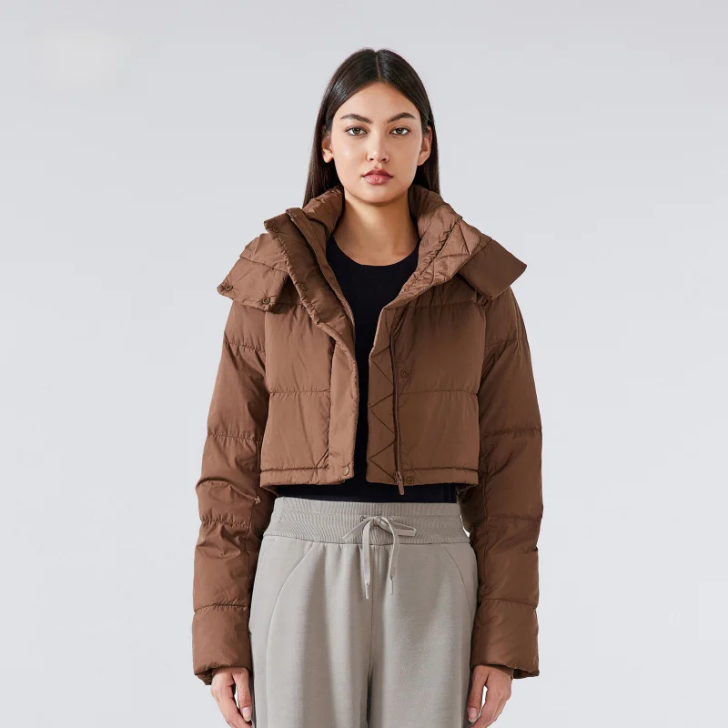 

DAVIDSHAO Top Quality EU US Size Down Jacket for Women with Detachable Hoodie Windproof Waterproof Oversize Down Coat