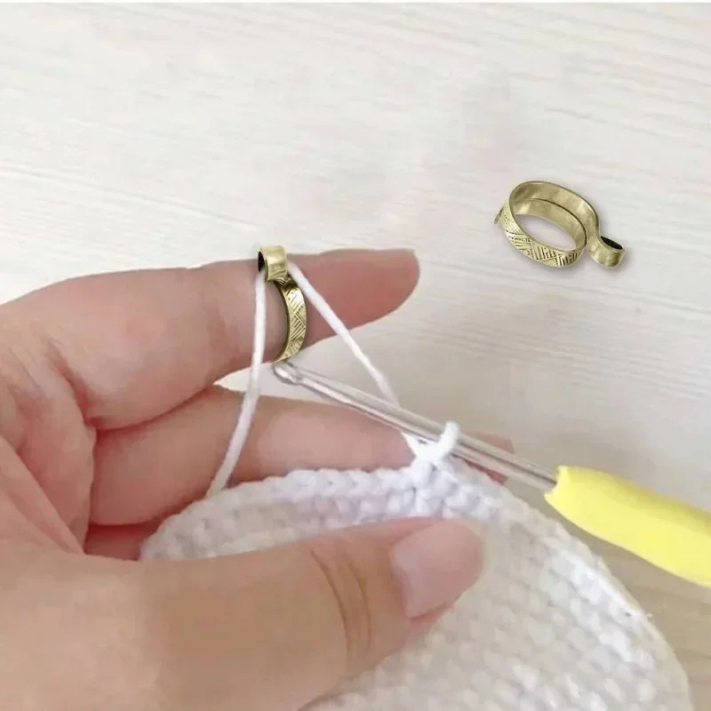 1pc ferramentas de tricô de metal handamde gato dedo anel lâmina agulha trança crochê fio guia acessórios anel lã artesanato