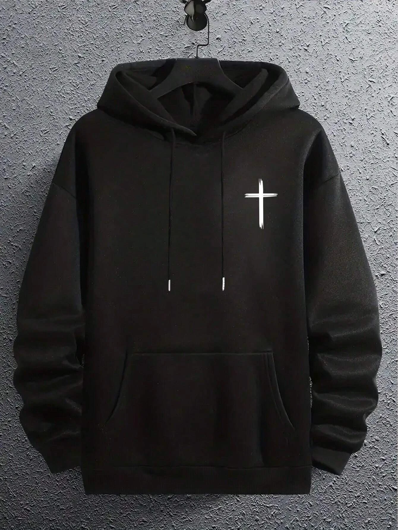 Slogan Pray About It Printing Hooded Men Fleece Everyday Fashion Hoodies Street Casual Versatile Hoodie Fit Round Neck Clothes