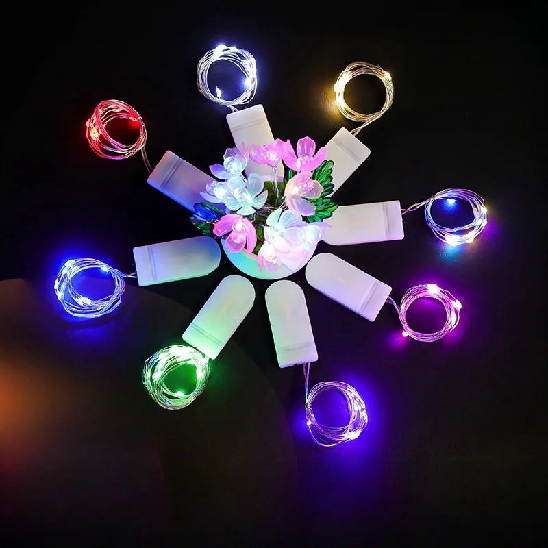 Copper Wire Micro Fairy String Lights with CR2032 Battery Box, 1M10LED-10M100LED for Indoor Party Bedroom Holiday LED Decor