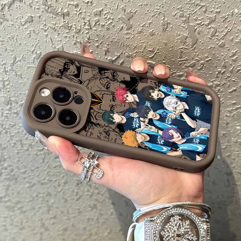 حار الدم أنيمي الأزرق قفل ل أبل آيفون 17 16 15 14 13 12 Mini 11 Pro ماكس عيون سلم غطاء فوندا سيليكون لينة جراب هاتف