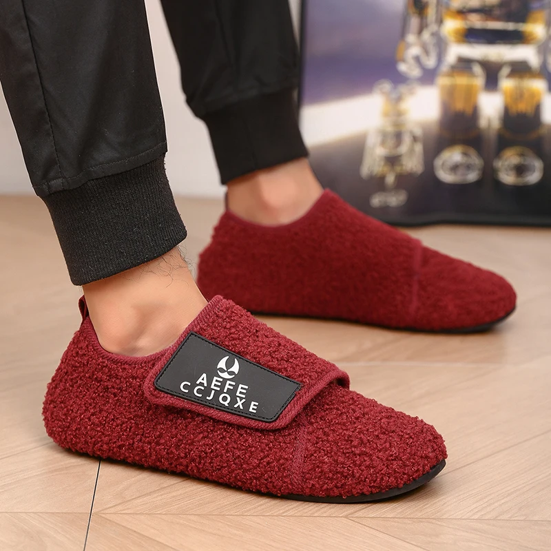 

MAEDEF Fashion Men Winter Plush Warm Slippers Flat Soft Slides Indoor Bedroom Home Non-slip Shoes for Couples in Winter Shoes