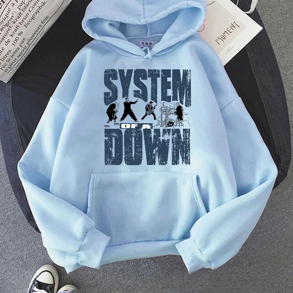 90s Vintage Rock Band System of A Down Print Hoodie Unisex Casual Sweatshirt Men Women Aesthetic Metal Music Pullover Hoodies