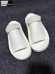 Summer Mens Casual Slippers Thick Platform Cowhide Genuine Leather Slides Comfortable Slip On Loafers Open Toe Beach Slippers