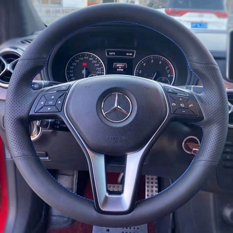 Car Steering Wheel Cover Artificial Leather For Mercedes Benz A45 AMG W176 C63 W204 CLA C117 CLS S-Model 2011-2016 Accessories