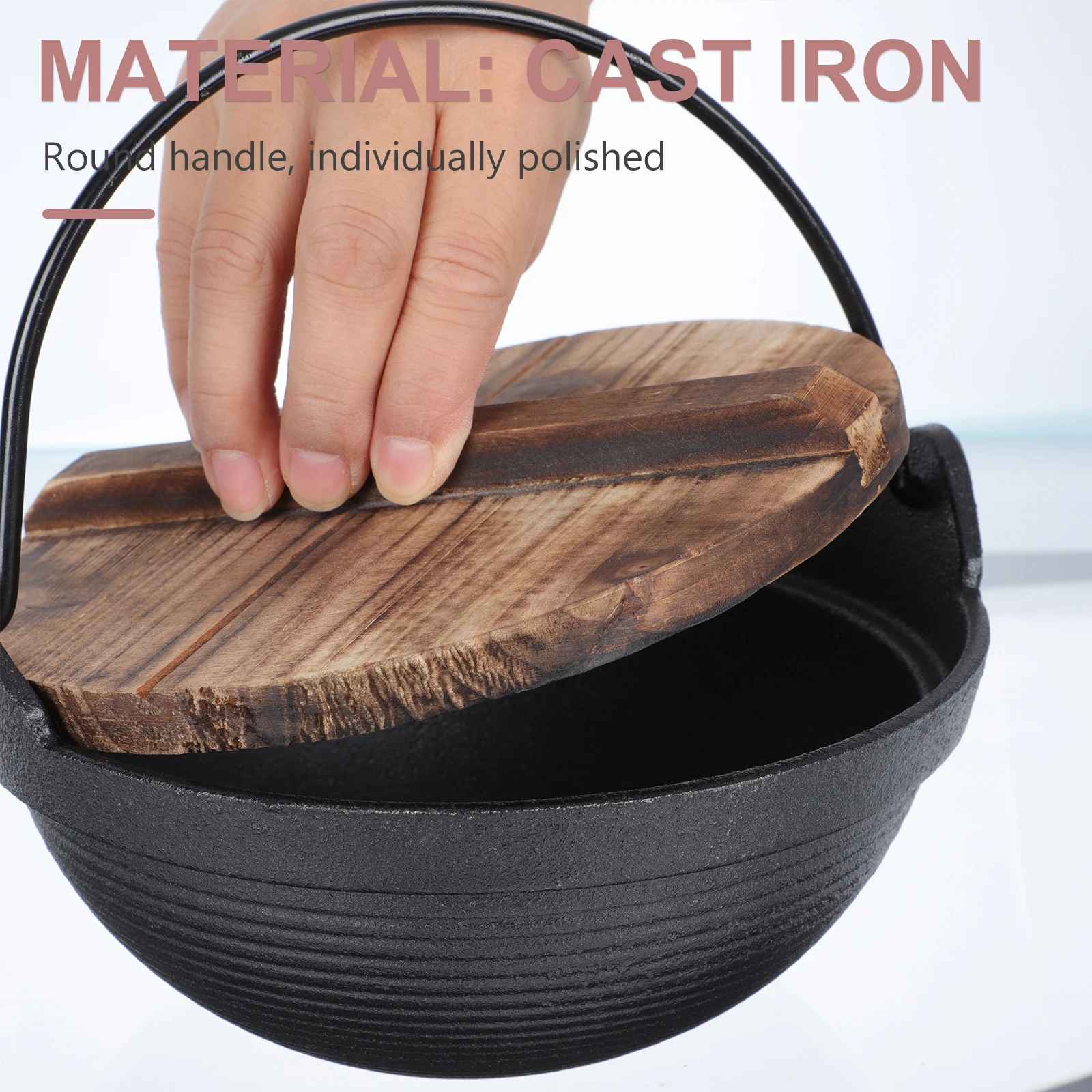

Small Hot Pot Japanese Style Iron Hanging Pot Outdoor Cooking Black Saucepan Stew Chicken Porridge Portable Lightweight